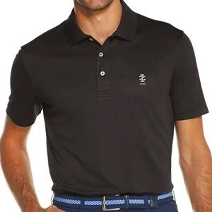 Izod Men's Performance Golf Black Grid Short Sleeve Stretch Polo Shirt Size L
